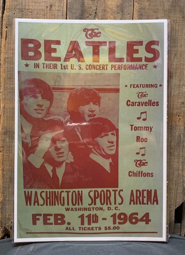 product details: THE BEATLES IN THEIR FIRST U.S CONCERT PERFORMANCE POSTER 1964 photo