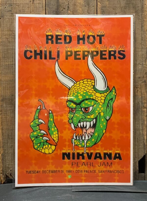 product details: RED HOT CHILI PEPPERS LIVE WITH NIRVANA AND PEARL JAM 1991 GRAPHIC DEVIL POSTER photo