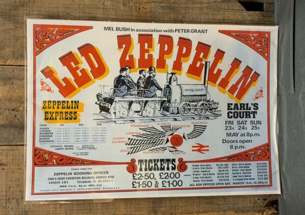 product details: VINTAGE LED ZEPPELIN LIVE AT EARLS COURT GRAPHIC POSTER photo