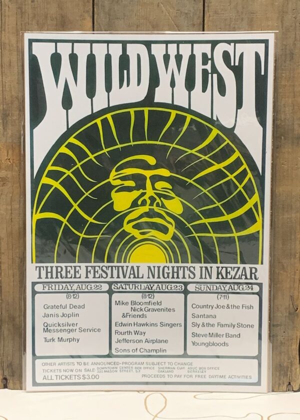 product details: WILD WEST THREE FESTIVAL NIGHTS IN KEZAR AUG 22-24 FT GRATEFUL DEAD, SANTANA AND JEFFERSON AIRPLANE photo