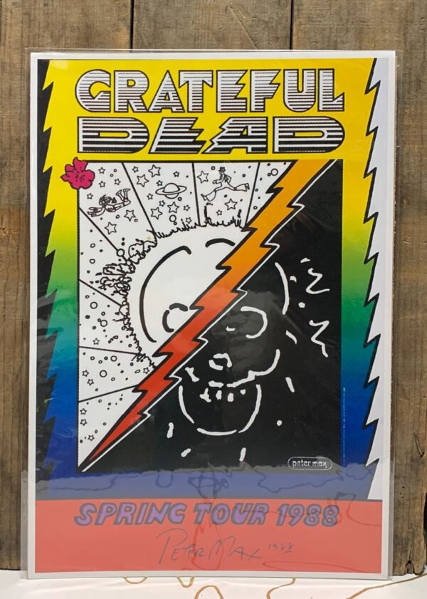 product details: GRATEFUL DEAD SPRING TOUR 1988 GRAPHIC LIGHTNING BOLT SKULL POSTER BY PETER MAX photo