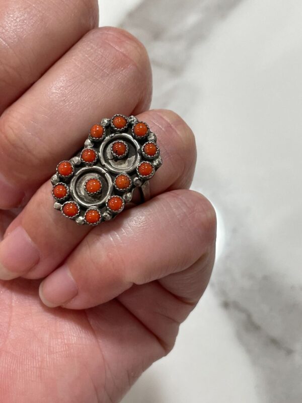 product details: CORAL CLUSTER FIGURE 8 STERLING SILVER RING photo
