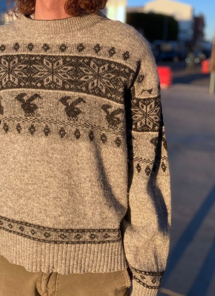 As Is Knit Sweater Playboy Bunny Snowflake Design | Boardwalk Vintage