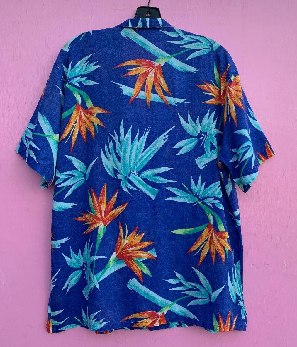 1980s Hawaiian Short Sleeve Button Up Shirt With Birds Of Paradise ...