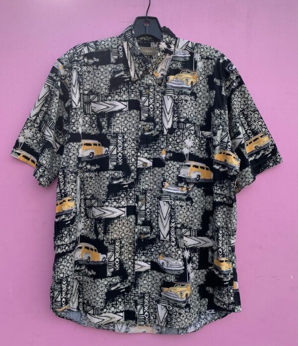 product details: HAWAIIAN SHORT SLEEVE BUTTON UP SHIRT WITH CLASSIC WOODIES photo