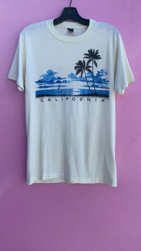 product details: OCEAN AND PALM TREES CALIFORNIA GRAPHIC T-SHIRT photo