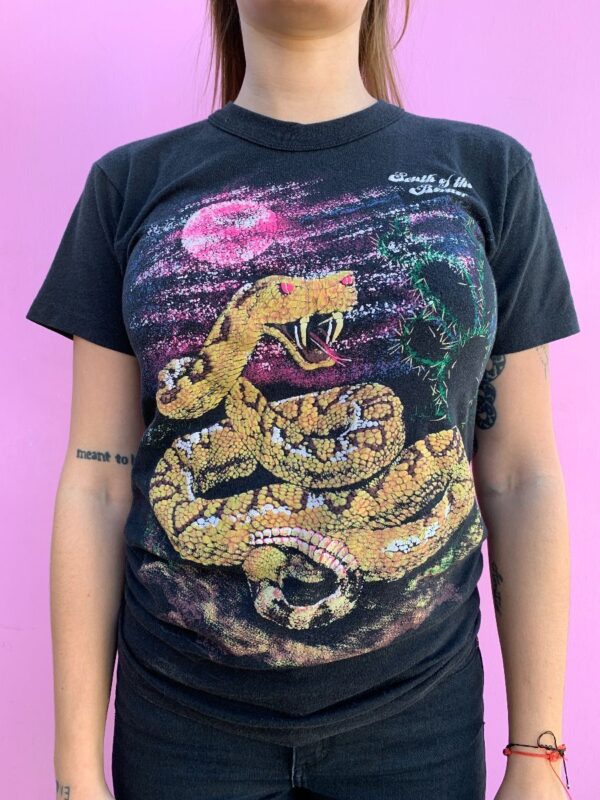 product details: AWESOME 1990S SOUTH OF THE BORDER RATTLESNAKE PUFF INK GRAPHIC T-SHIRT photo