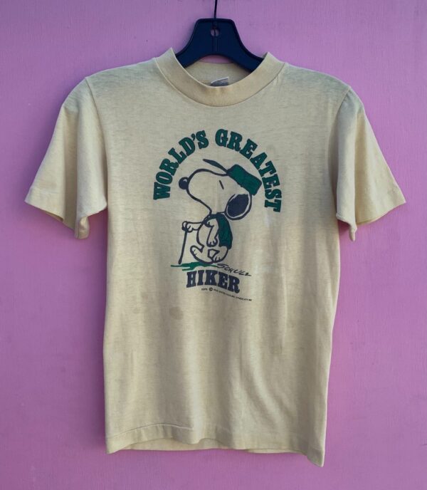 product details: VINTAGE CHAMPION SUPER SWEET AND RETRO WORLDS GREATEST HIKER SNOOPY T-SHIRT AS-IS photo