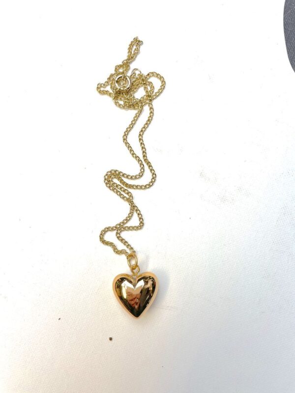 product details: SMALL SHINY GOLD PUFFED HEART PENDANT NECKLACE photo
