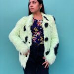 DYED SHAGGY RAYON CARDIGAN THROW OVER SWEATER