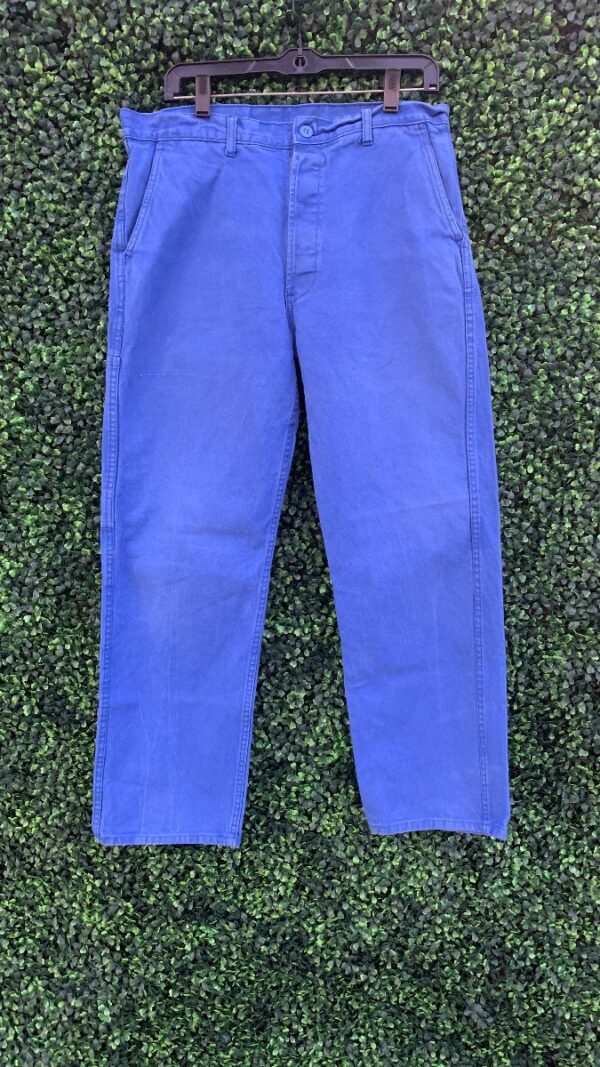 product details: SUPER SOFT FRENCH COTTON WORKWEAR CARGO PANTS SQUARE REPAIR AND FRAYS photo