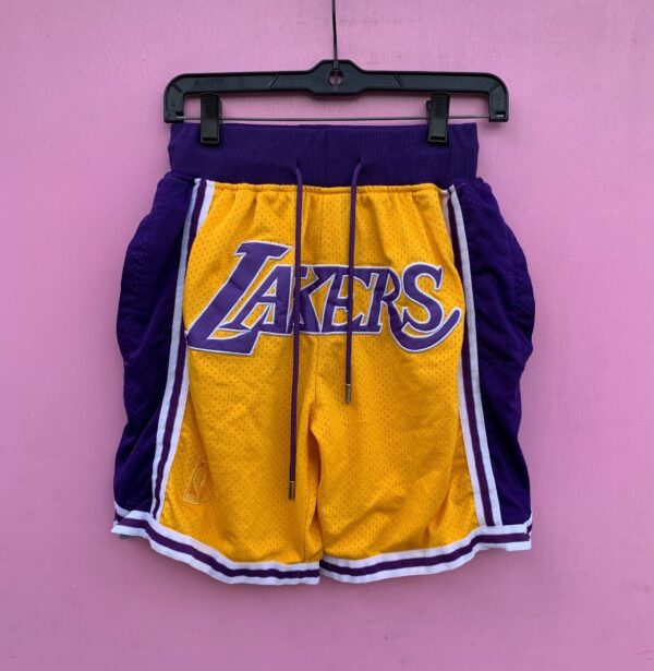product details: VINTAGE 1996-1997 LAKERS REPLICA BASKETBALL SHORTS photo
