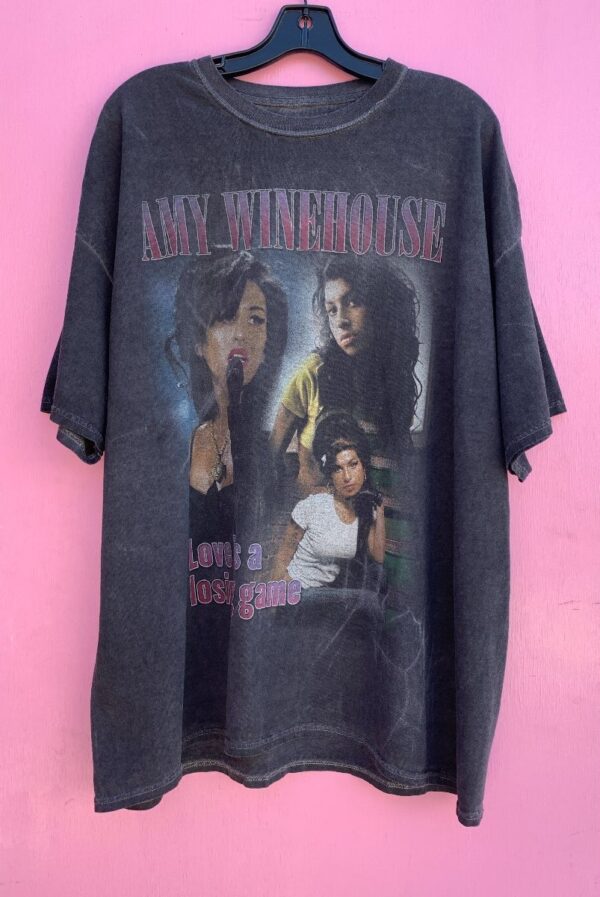 product details: AMY WINEHOUSE LOVE IS A LOSING GAME RAP TEE TSHIRT MINERAL WASH photo