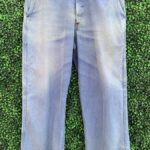 RAD FADED AND DISTRESSED VINTAGE FRENCH WORKWEAR PANTS WITH CARPENTER SIDE POCKETS