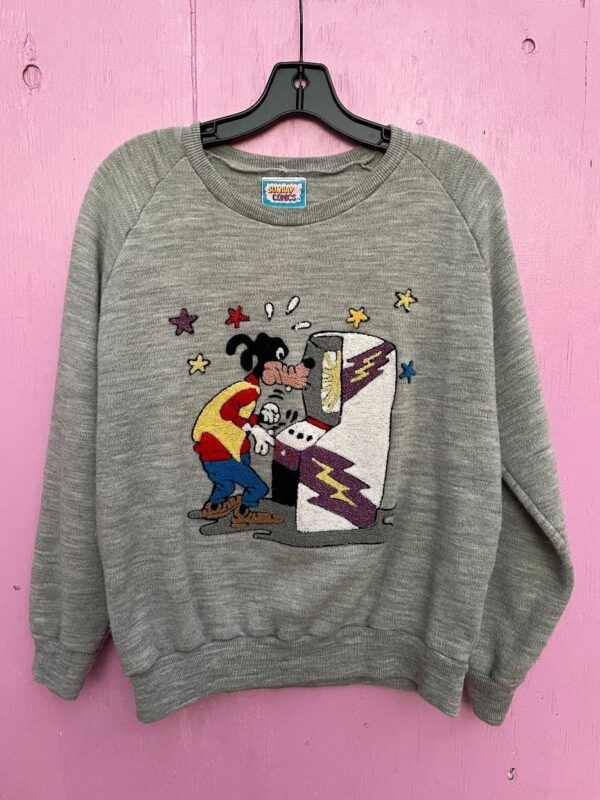 product details: GOOFY ARCADE CHENILLE PUNCH NEEDLE GRAPHIC SWEATLOWSHIRT photo