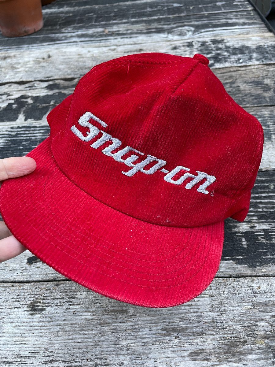 Cool Vintage Corduroy Snapback Hat With Embroidered Snap On Racing