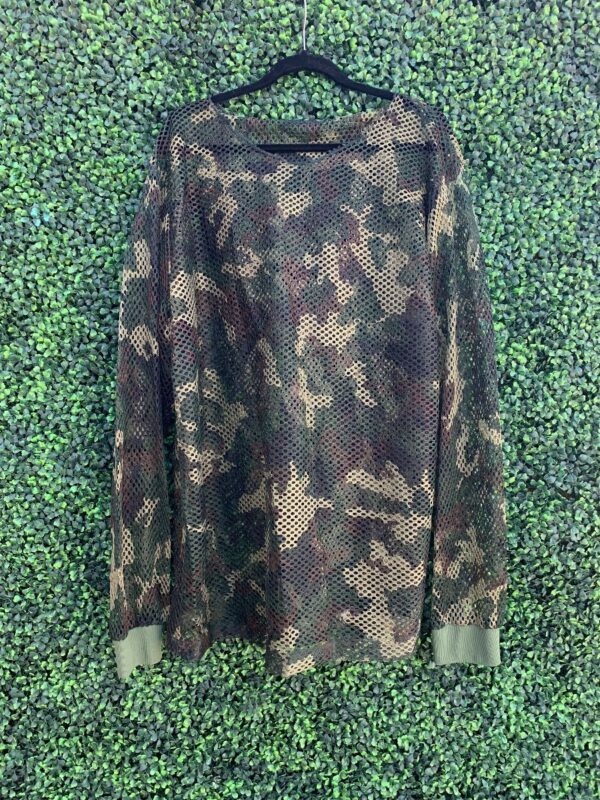 product details: FULLY MESH CAMO PULLOVER LONG SLEEVE JACKET TOP RIBBED CUFFS photo