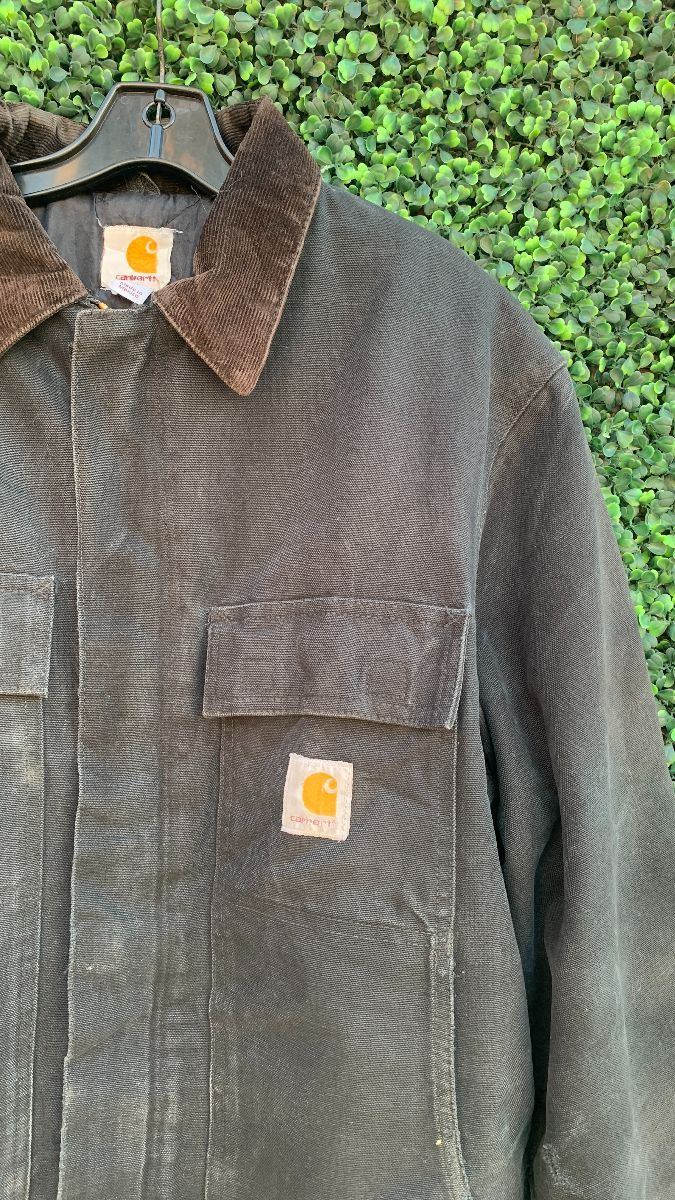 As-is Super Distressed Carhartt Work Wear Canvas Jacket With Corduroy ...