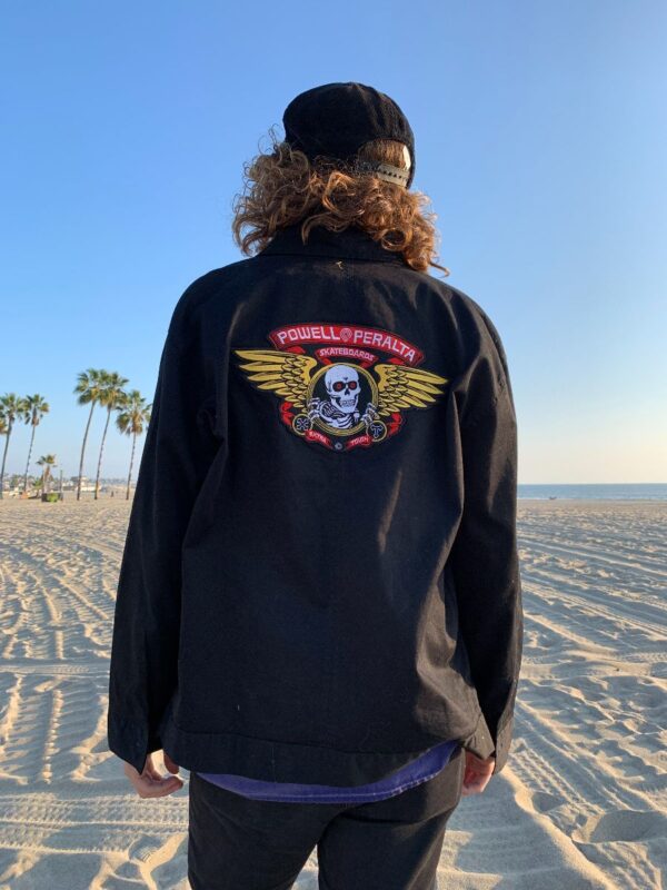 product details: POWELL PERALTA SKATEBOARDS EMBROIDERED BONES BRIGADE COLLARED ZIP UP JACKET photo