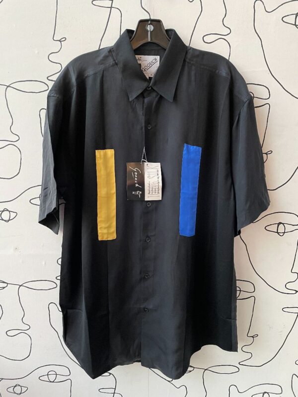 product details: 1990S DEADSTOCK SILK COLOR BLOCK SHIRT NOS NWT photo