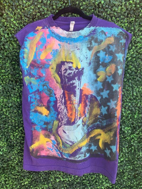 product details: CUTOFF SLEEVE JIMI HENDRIX HAND PAINTED T-SHIRT photo