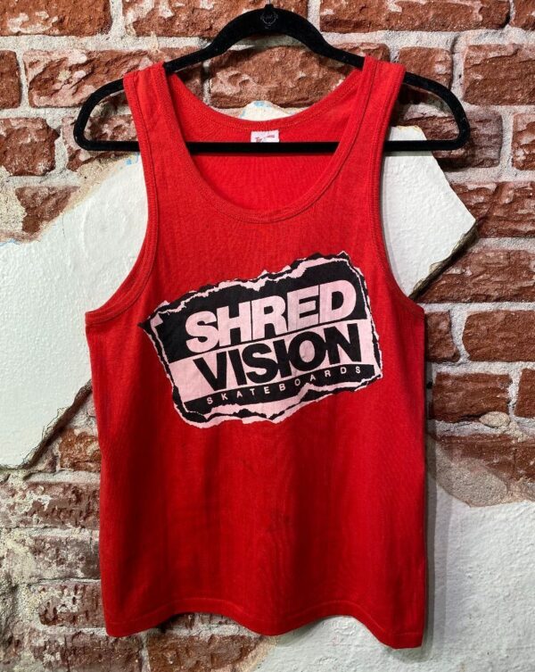 product details: AS-IS VISION STREETWEAR SHRED VISION SKATEBOARDS GRAPHIC TANK TOP *DEADSTOCK photo