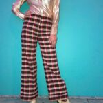 AMAZING 1970S 100% WOOL PLAID PRINT SUPER WIDE LEG PANTS