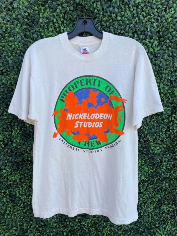 product details: HEAVILY DISTRESSED PROPERTY OF CREW NICKELODEON STUDIOS UNIVERSAL STUDIOS FL GRAPHIC T-SHIRT SINGLE STITCHED photo