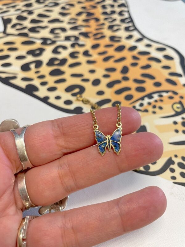 product details: BUTTERFLY ENAMEL CHARM NECKLACE THIN CHAIN *DEADSTOCK photo