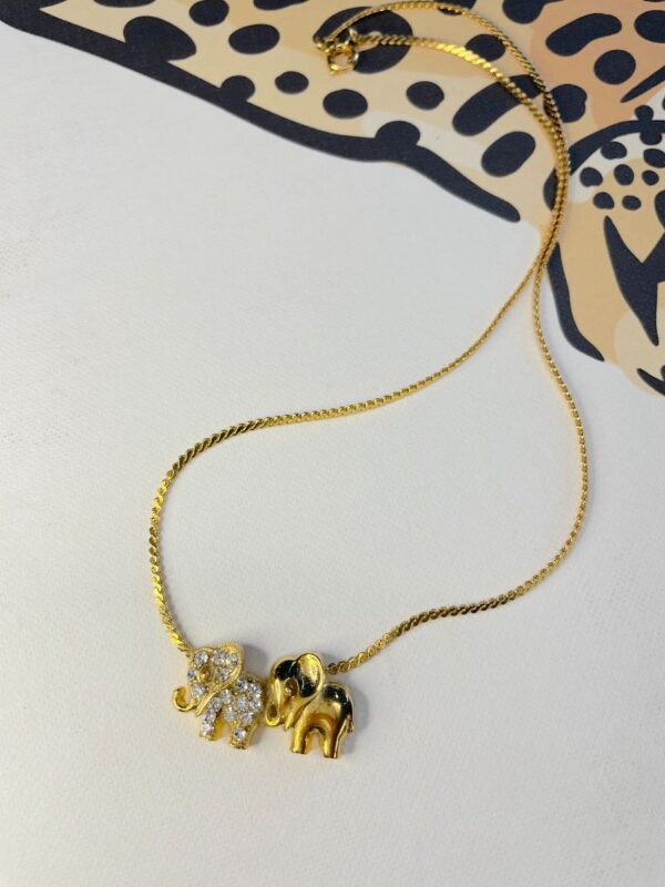 product details: ELEPHANT DUO PENDANT NECKLACE SNAKE CHAIN *DEADSTOCK photo