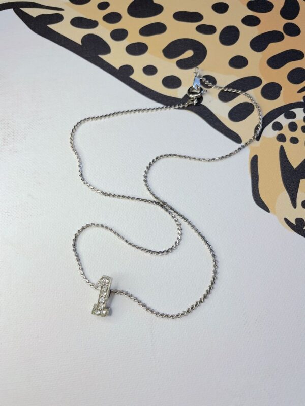 product details: #1 RHINESTONE CHARM NECKLACE THIN FLAT LINK CHAIN *DEADSTOCK photo
