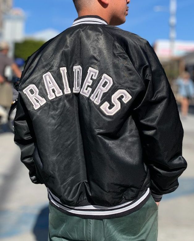 Oakland Raiders Varsity Jacket  Men's Black Oakland Raiders