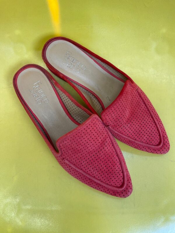 product details: PERFORATED POINTED TOE SUEDE FLAT MULES photo