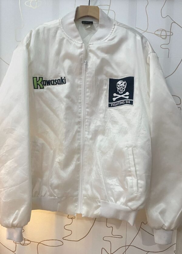 product details: SATIN JACKET KAWASAKI FIGHTING 84\' CHEST PATCH photo