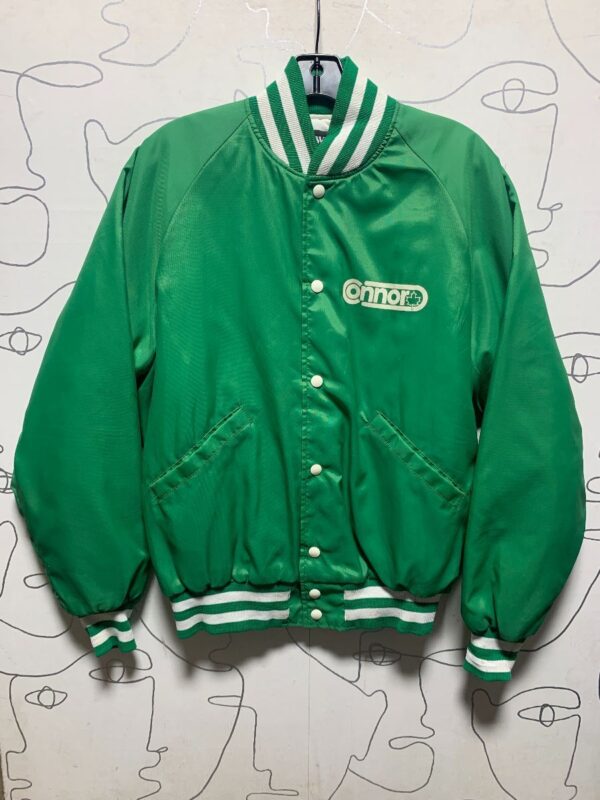 product details: RETRO SATIN BUTTON UP JACKET W/ CONNOR LEAF LOGO photo