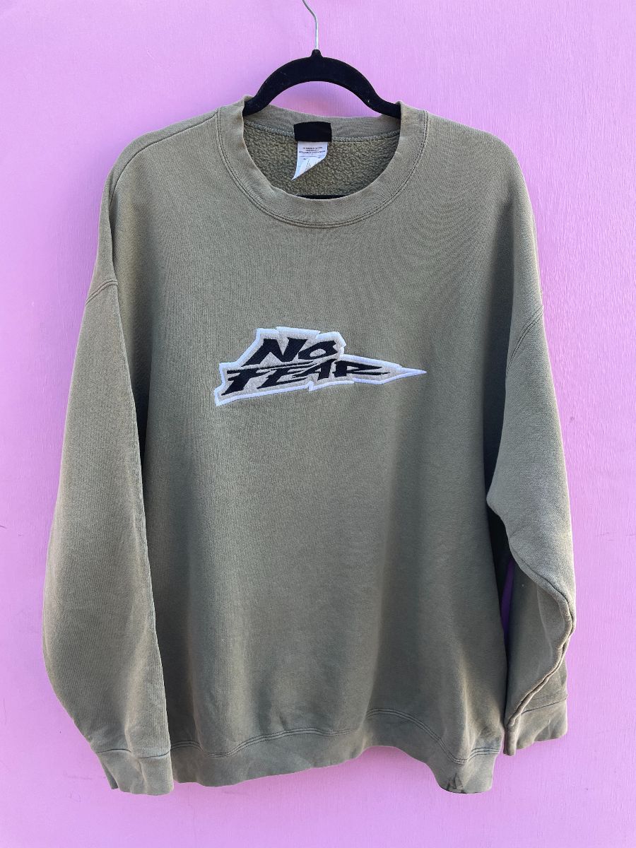 Rare 1990s No Fear Logo Embroidered Applique Crewneck Sweatshirt ...