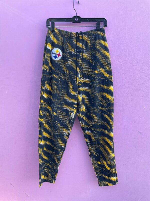 product details: FUNKY 1990S ZUBAZ PITTSBURGH STEELERS SWEATPANTS W/ EMBROIDERED STEELERS LOGO photo