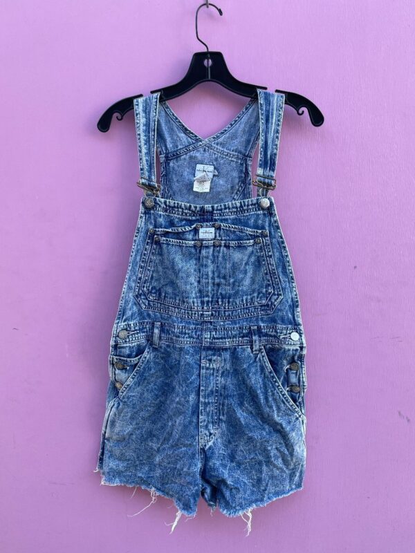 product details: RAD 1990S STONE ACID WASH CUTOFF CK OVERALL SHORTS photo