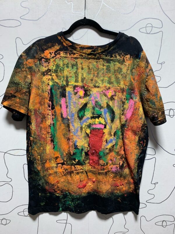 product details: THE CRAMPS MONSTER FACE W/ 2 MONSTER FACES ON BACK HANDPAINTED T-SHIRT photo