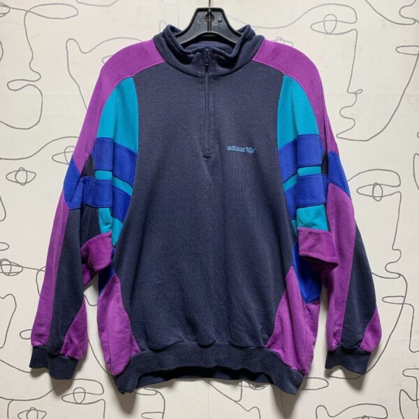 product details: AMAZING ADIDAS PATCHWORK COLOR BLOCK QUARTER ZIPUP TRACK SWEATSHIRT AS-IS photo