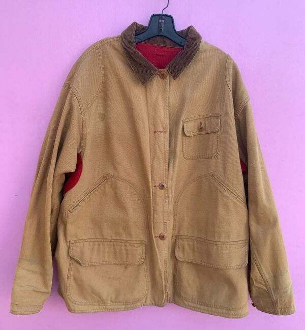 product details: AMAZING REVERSIBLE POLO BUTTON UP CANVAS JACKET WITH CORDUROY COLLAR AS-IS photo
