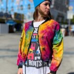 *AS-IS* COLORFUL ZIP-UP TIE DYE INDIAN COTTON 90S CROPPED JACKET W/ CINCH WAIST AS-IS