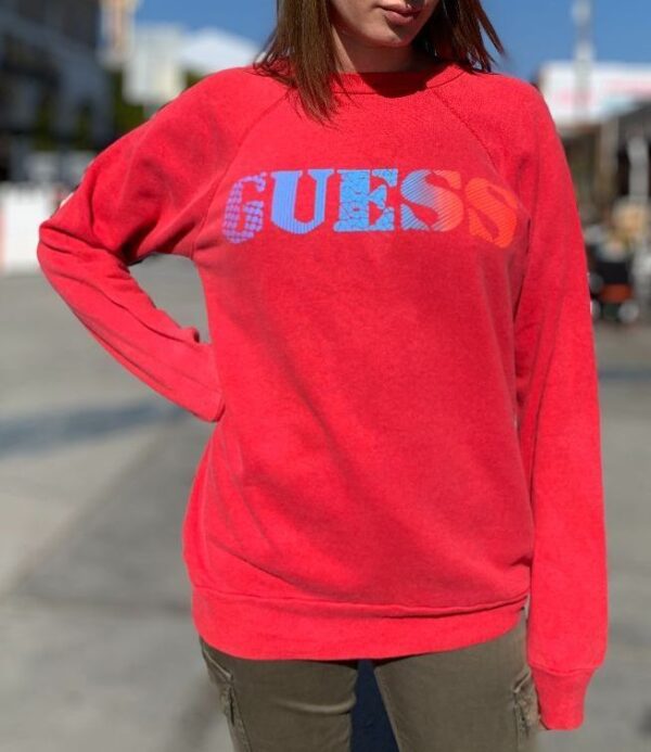 product details: RETRO GUESS PUFF PAINT LOGO PULLOVER SWEATSHIRT photo