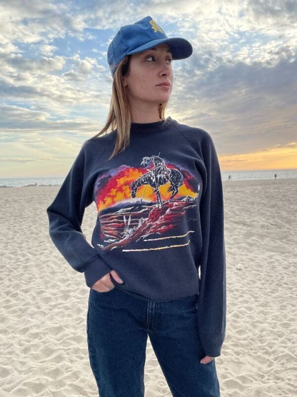product details: 1990S NATIVE AMERICAN SUNSET DESIGN CREWNECK SWEATSHIRT MADE IN USA photo