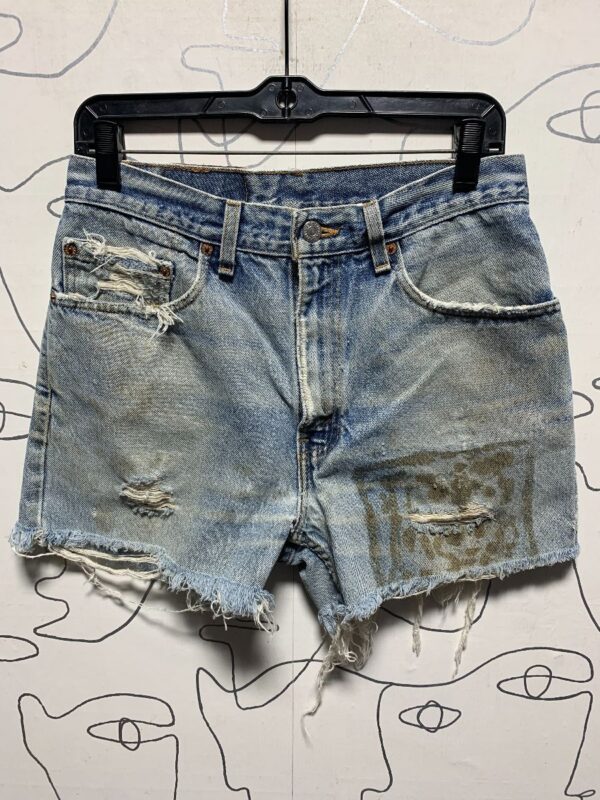 product details: AS-IS HEAVY DISTRESS LEVIS 505 CUTOFF DENIM SHORTS AS-IS photo