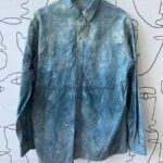 CUSTOM OMBRE PAINTED L/S BUTTON UP WITH ZIPPER POCKETS