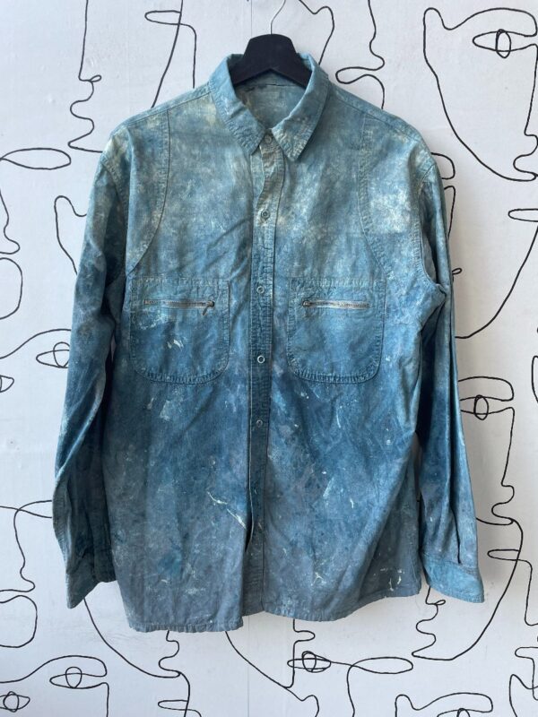 product details: CUSTOM OMBRE PAINTED L/S BUTTON UP WITH ZIPPER POCKETS photo
