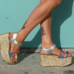 CUSTOMIZED METALLIC FESTIVAL ESPADRILLE PLATFORMS DENIM LEATHER AND PATCHES