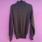 AS-IS DARK OLIVE GREEN WOOL HALF BUTTON UP SWEATER