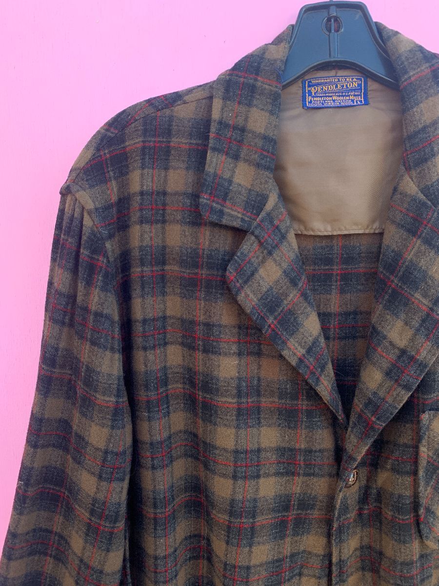 100% Wool Pendleton Button Up Flannel Bed Jacket | Boardwalk Vintage